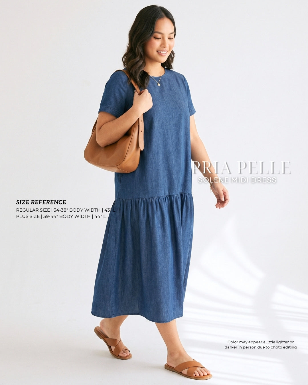 Pria Pelle Solene Short Sleeves Midi Dress - Chambray Denim | Non Stretch