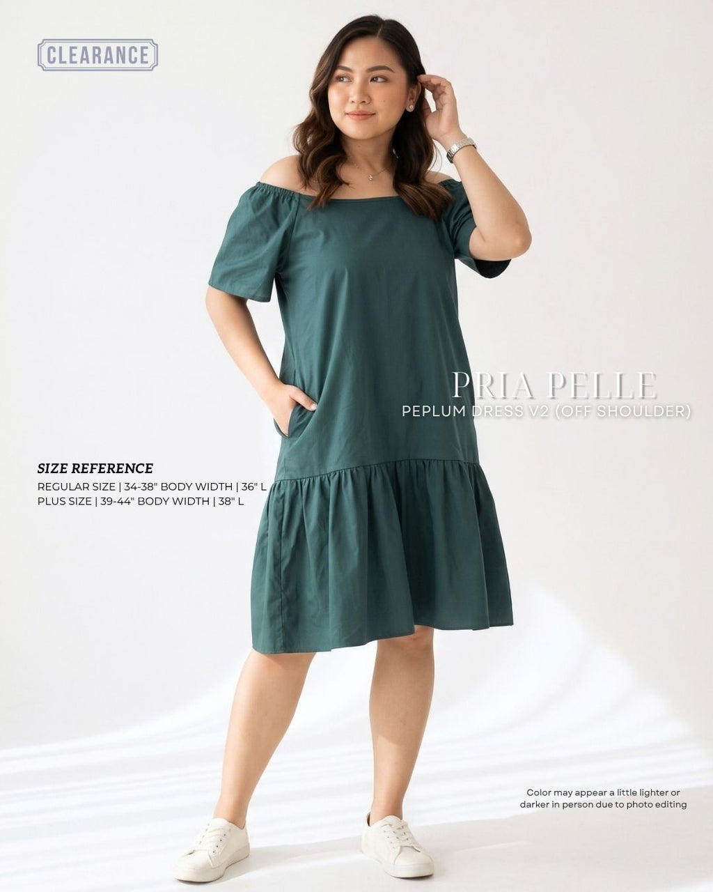 Pria Pelle Peplum Dress Off Shoulder | Twill Blend Teal - Non Stretch