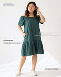 Pria Pelle Peplum Dress Off Shoulder | Twill Blend Teal - Non Stretch
