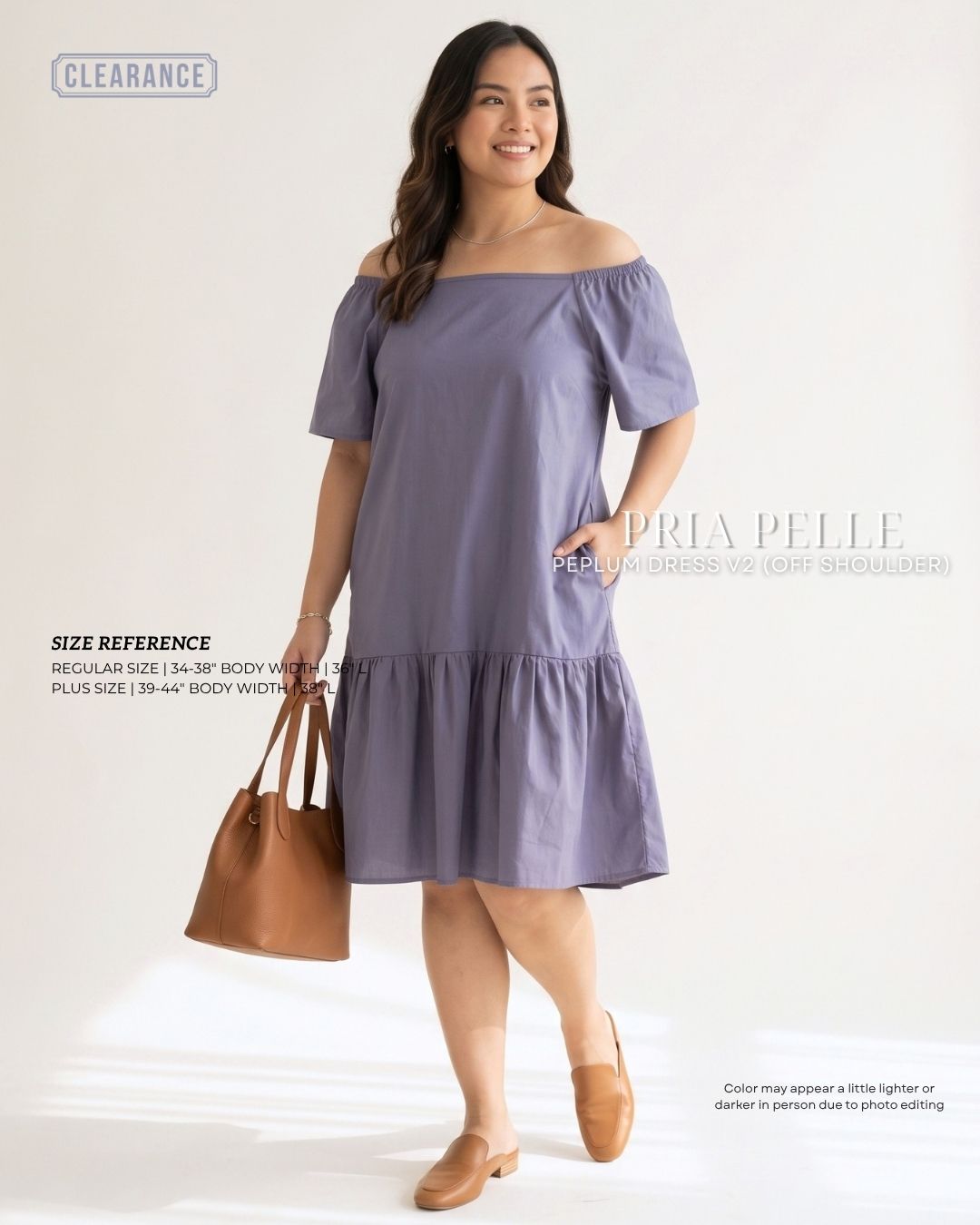 Pria Pelle Peplum Dress Off Shoulder | Linen Blend Blue Gray - Non Stretch
