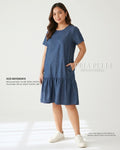Pria Pelle Peplum Dress Version 1 | Cotton Blend Denim - Non Stretch