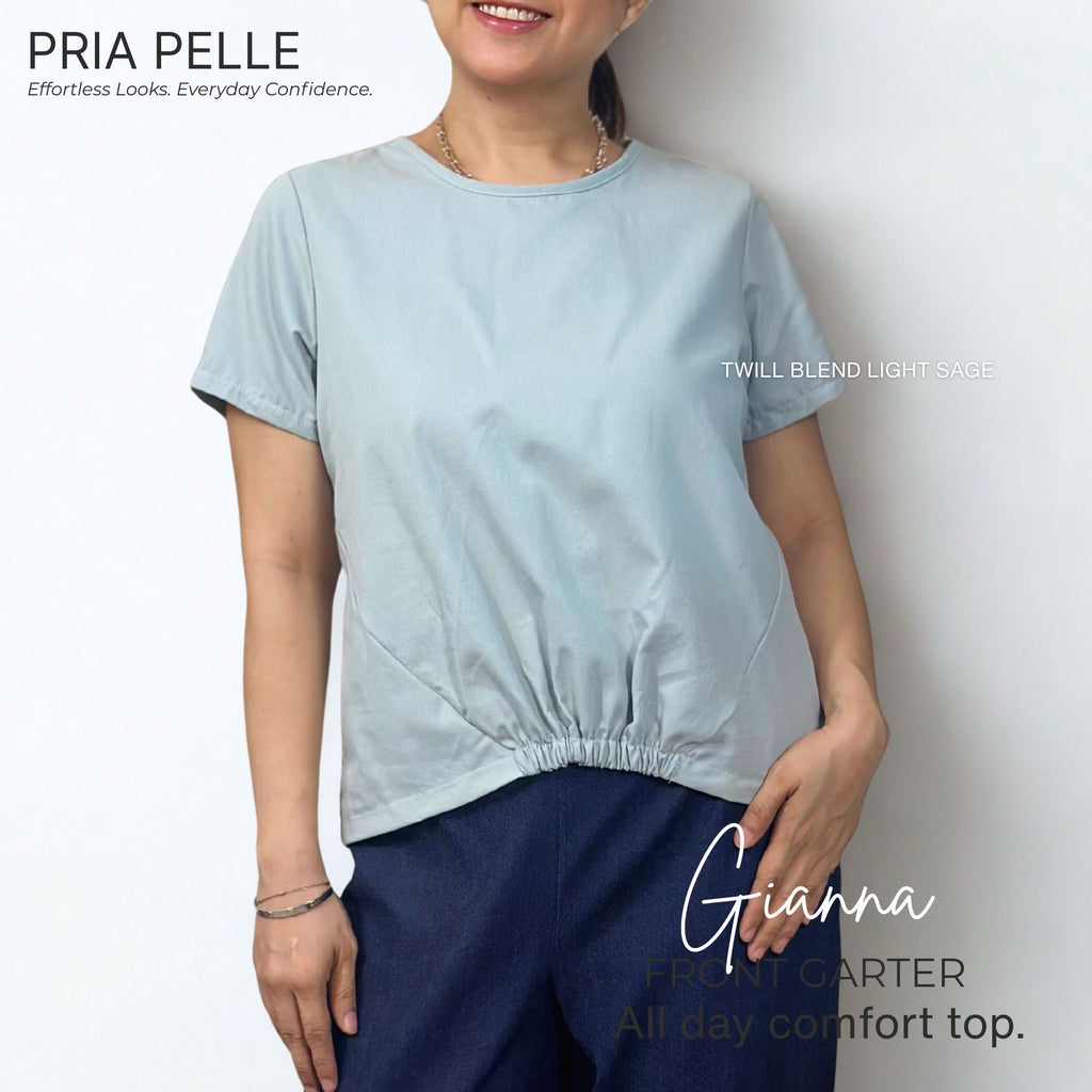 Pria Pelle Gianna Front Garter Top - Twill Blend Light Sage