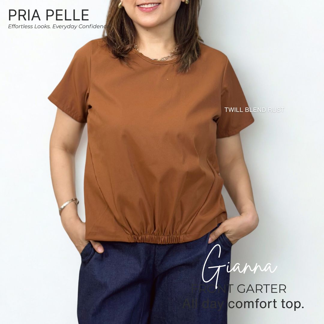 Pria Pelle Gianna Front Garter Top - Twill Blend Rust