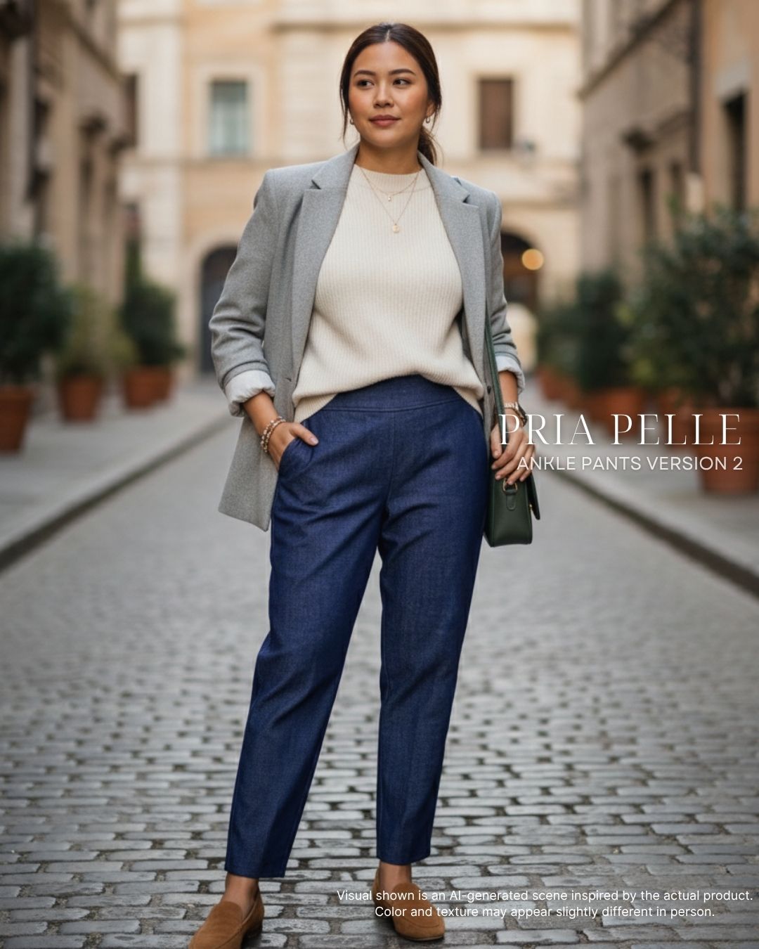Pria Pelle Ankle Pants Version 2 | Back Garter - Denim Raw Blue