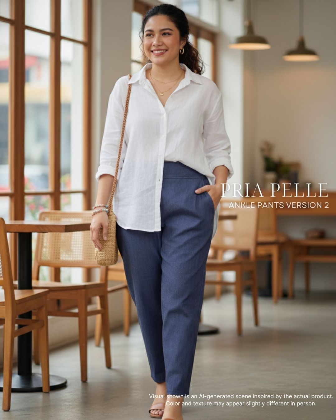 Pria Pelle Ankle Pants Version 2 | Back Garter - Denim Vintage Wash