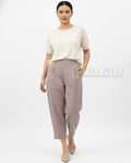 Pria Pelle Cropped Barrel Pants | Back Garter - Linen Blend Edgecomb Gray | Non Stretch
