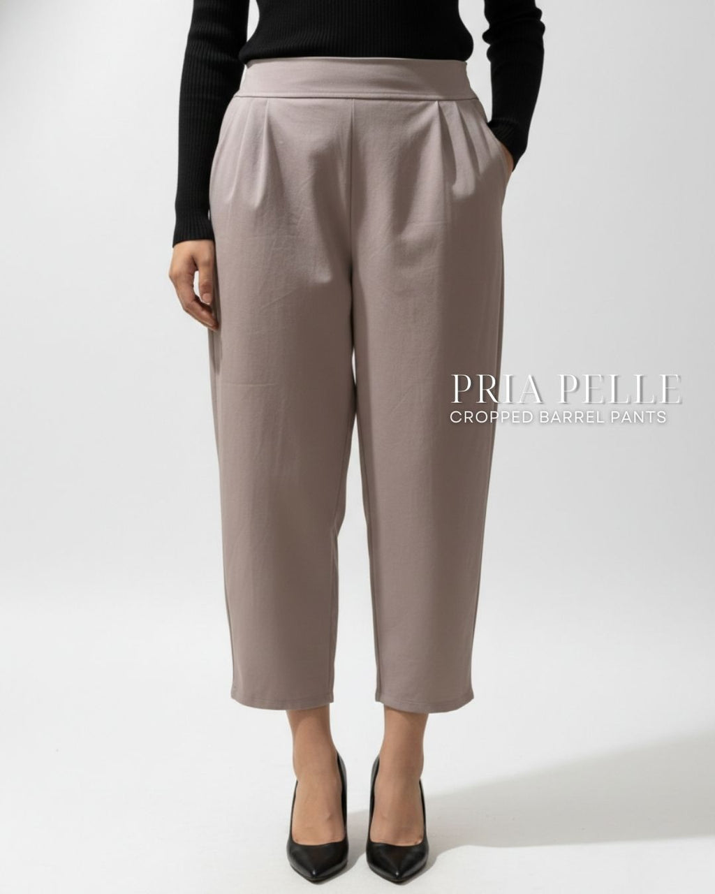 Pria Pelle Cropped Barrel Pants | Back Garter - Linen Blend Edgecomb Gray | Non Stretch