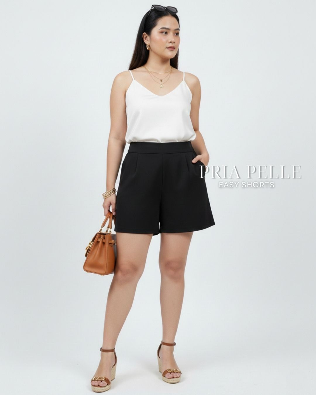 Pria Pelle Easy Shorts | Back garter - Cotton Twill Black | Non Stretch
