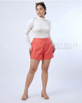 Pria Pelle Easy Shorts | Back garter - Cotton Blend Coral Pink with Stretch