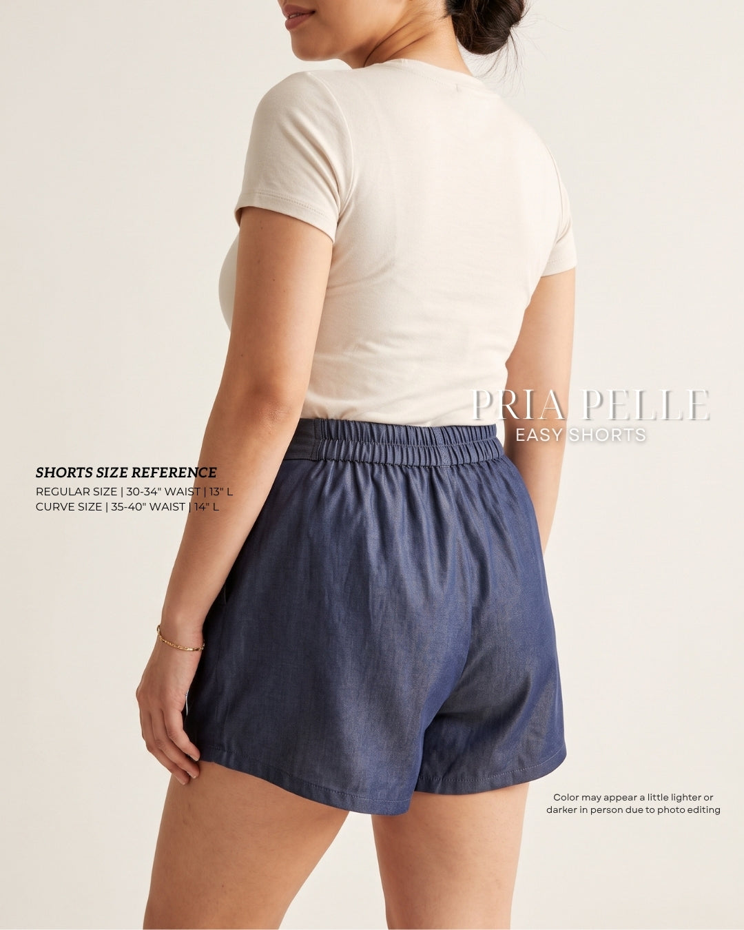 Pria Pelle Easy Shorts | Back garter - Soft Denim Midnight Blue - Non Stretch (SPECIAL PRICE)