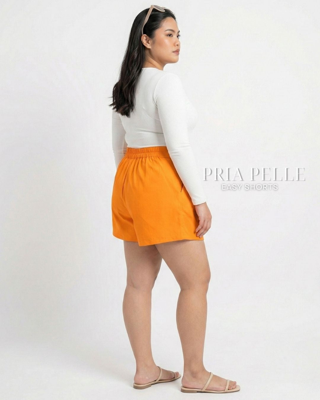 Pria Pelle Easy Shorts | Back garter - Cotton Twill Light Orange | Non Stretch