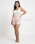 Pria Pelle Easy Shorts | Back garter - Cotton Blend Nude Pink with Stretch
