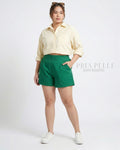 Pria Pelle Easy Shorts | Back garter - Cotton Twill Shamrock Green | Non Stretch