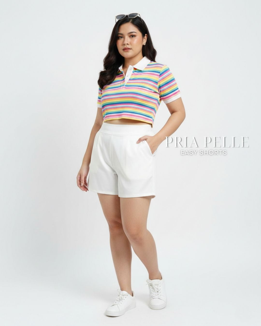 Pria Pelle Easy Shorts | Back garter - Cotton Blend Cloud Dancer | Non Stretch