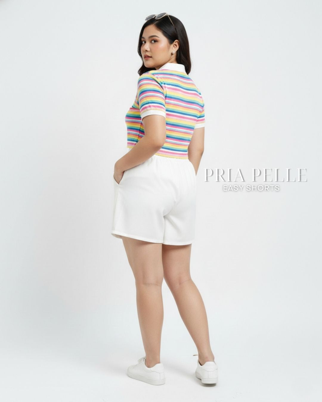 Pria Pelle Easy Shorts | Back garter - Cotton Blend Cloud Dancer | Non Stretch