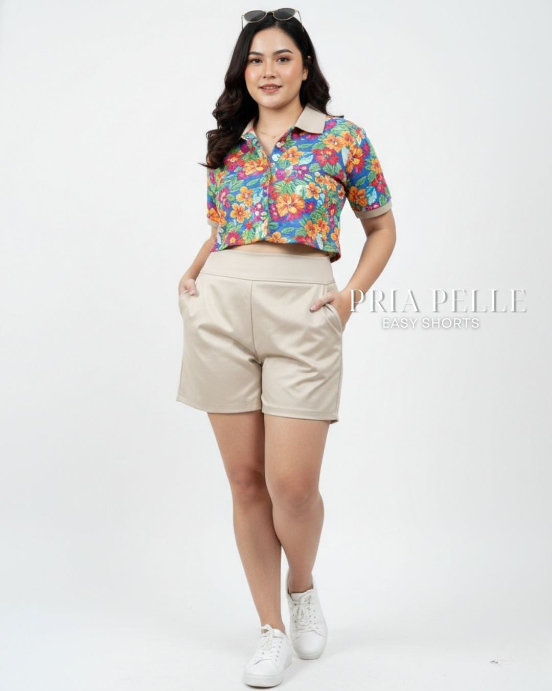 Pria Pelle Easy Shorts | Back garter - Cotton Twill Off White | Non Stretch