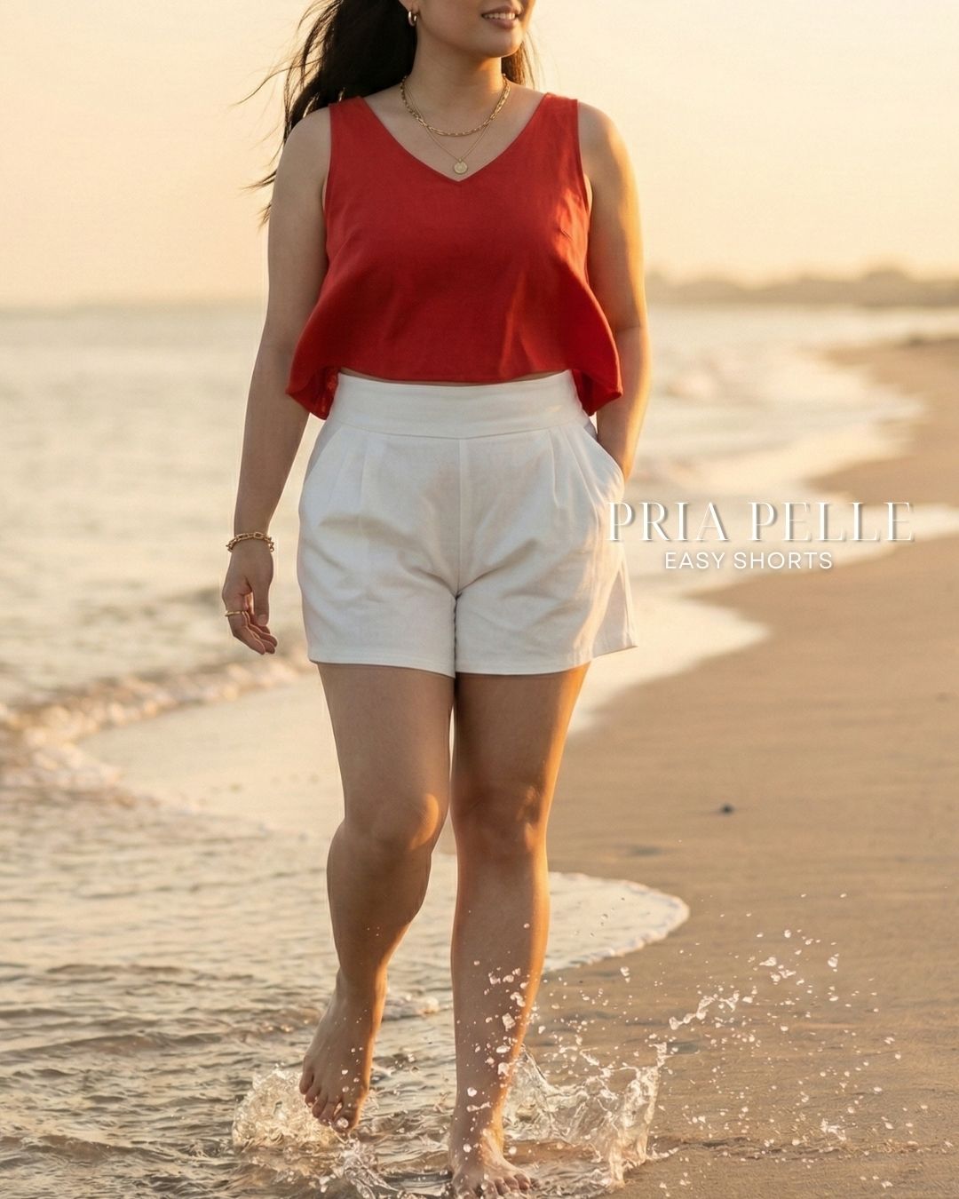 Pria Pelle Easy Shorts | Back garter - Cotton Twill White | Non Stretch