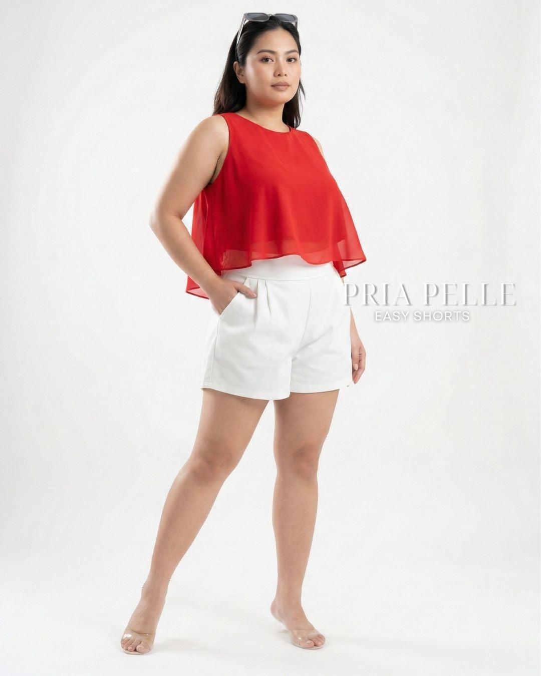 Pria Pelle Easy Shorts | Back garter - Cotton Twill White | Non Stretch