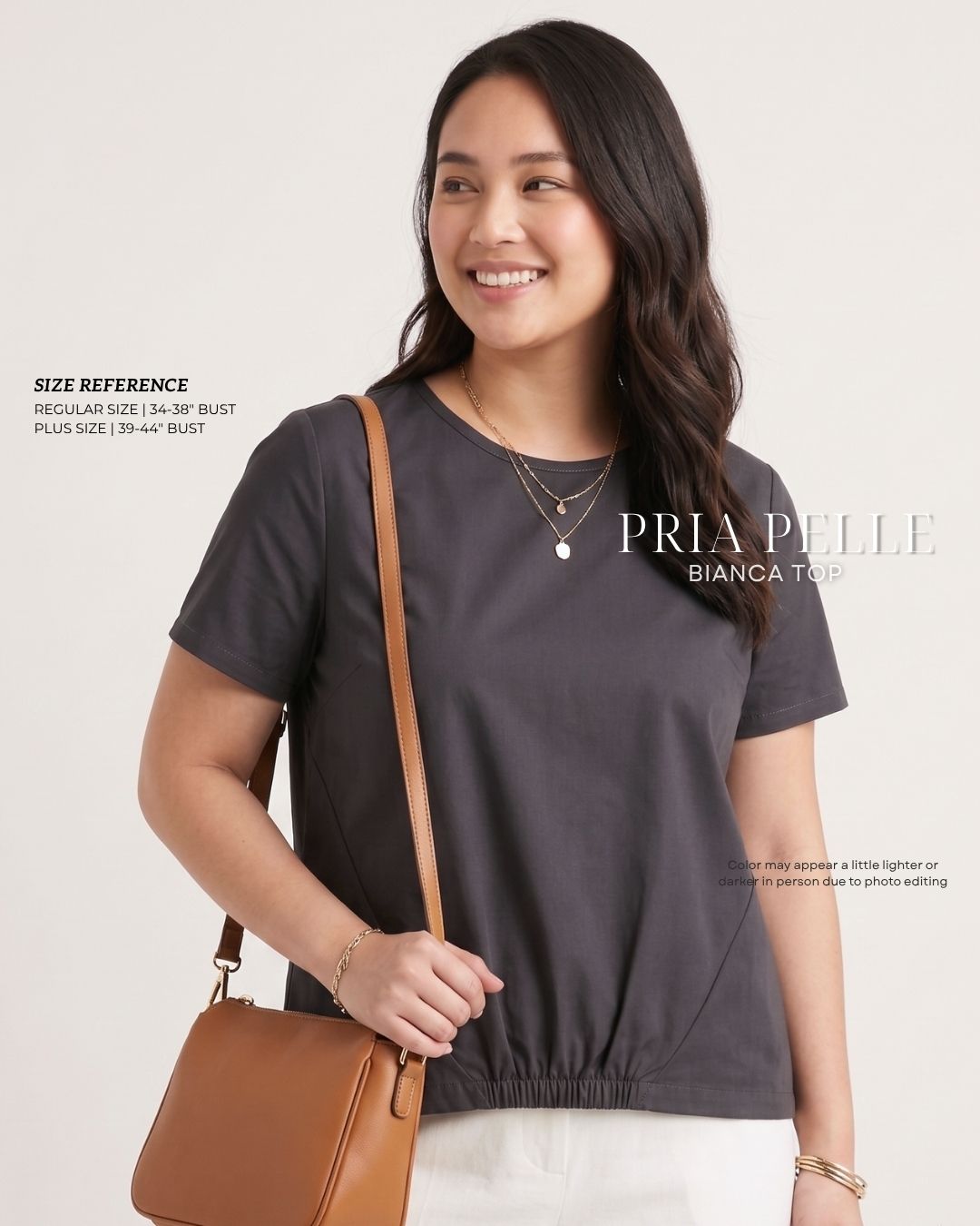 Pria Pelle Gianna Front Garter Top - Cotton Blend Charcoal | Non Stretch
