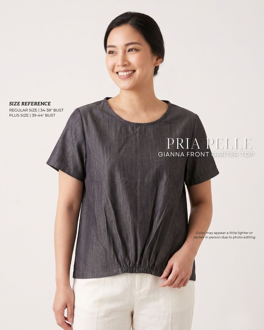 Pria Pelle Gianna Front Garter Top - Denim Charcoal | Non Stretch