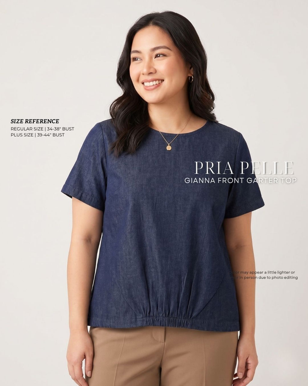 Pria Pelle Gianna Front Garter Top - Denim Dark Blue | Non Stretch