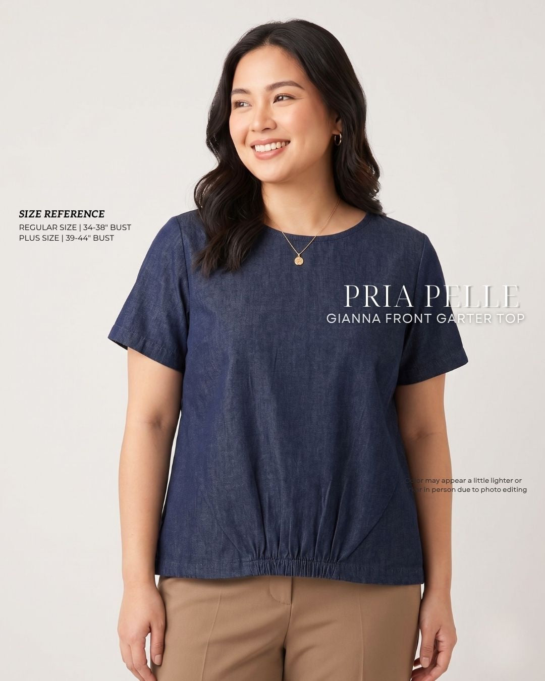 Pria Pelle Gianna Front Garter Top - Denim Dark Blue | Non Stretch