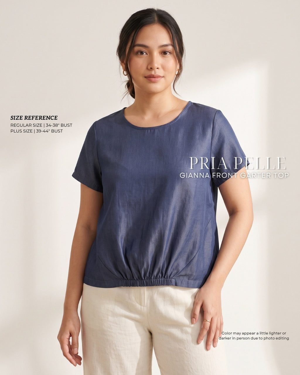 Pria Pelle Gianna Front Garter Top - Soft Denim Midnight Blue - Non Stretch (SPECIAL PRICE)