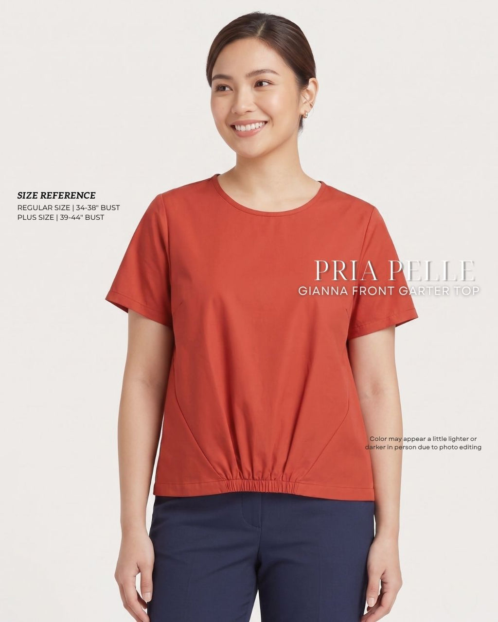 Pria Pelle Gianna Front Garter Top - Cotton Blend Soft Brick | Non Stretch