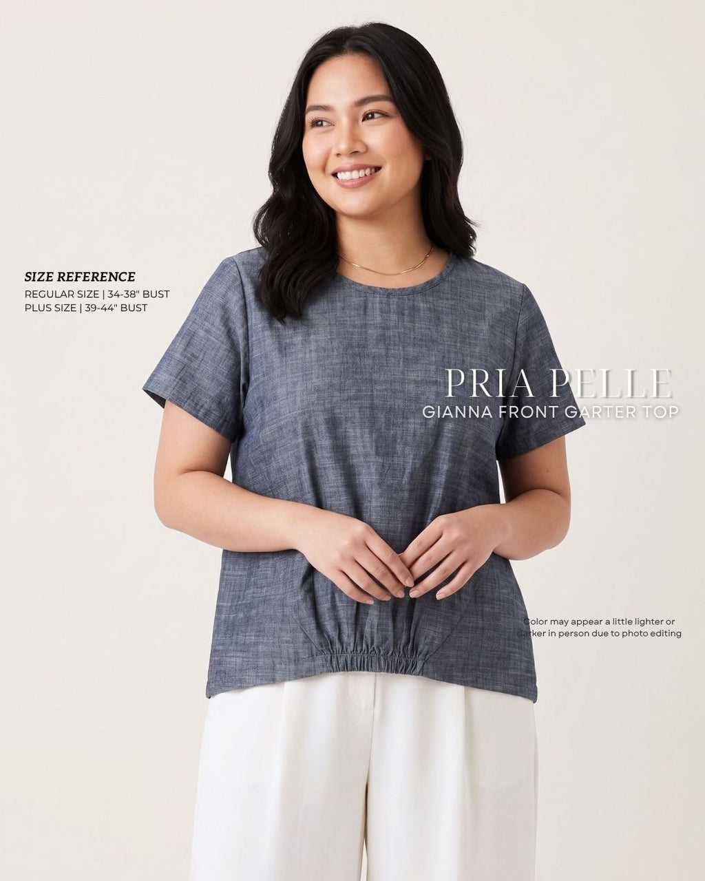Pria Pelle Gianna Front Garter Top - Soft Denim Washed Gray | Non Stretch