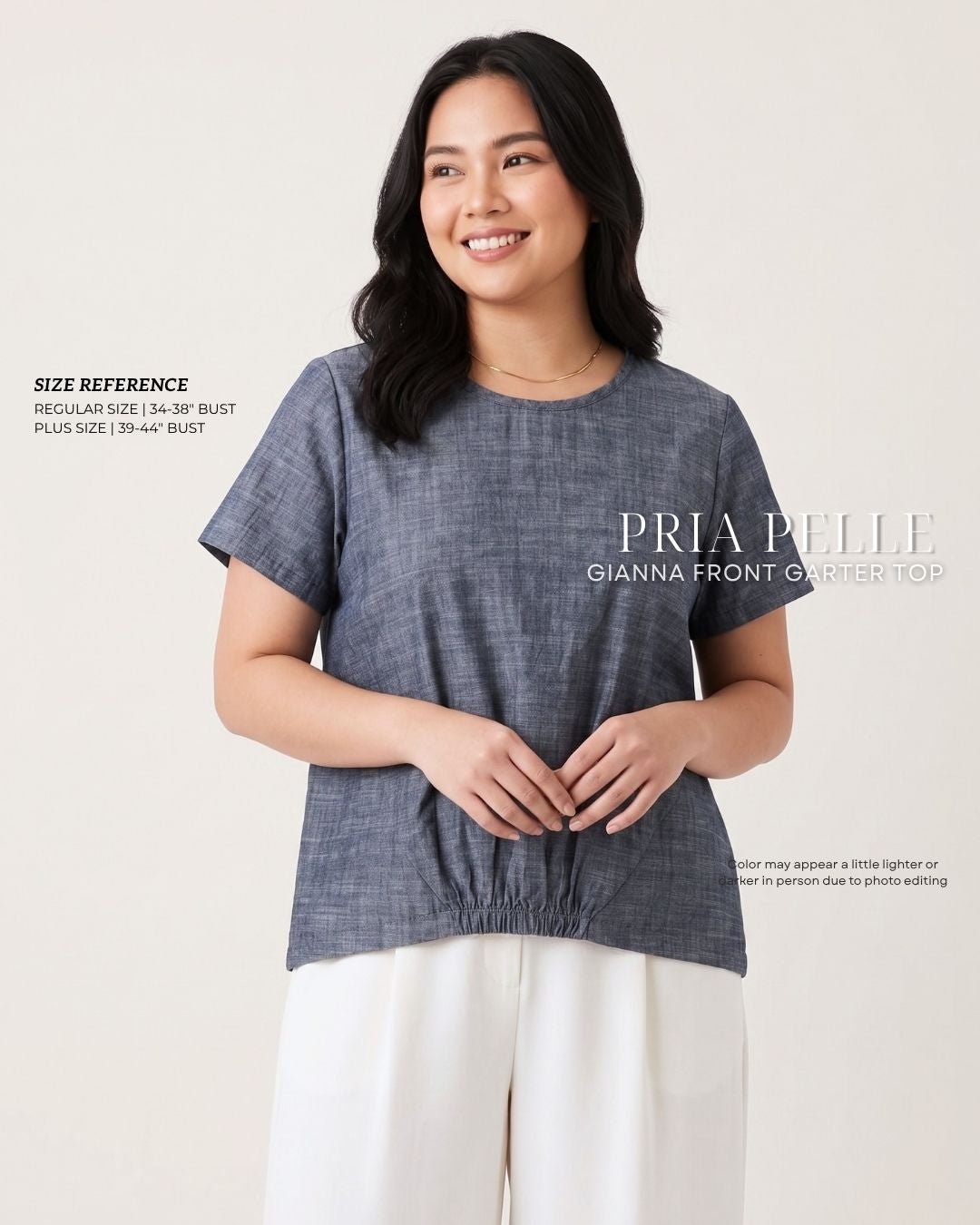 Pria Pelle Gianna Front Garter Top - Soft Denim Washed Gray | Non Stretch