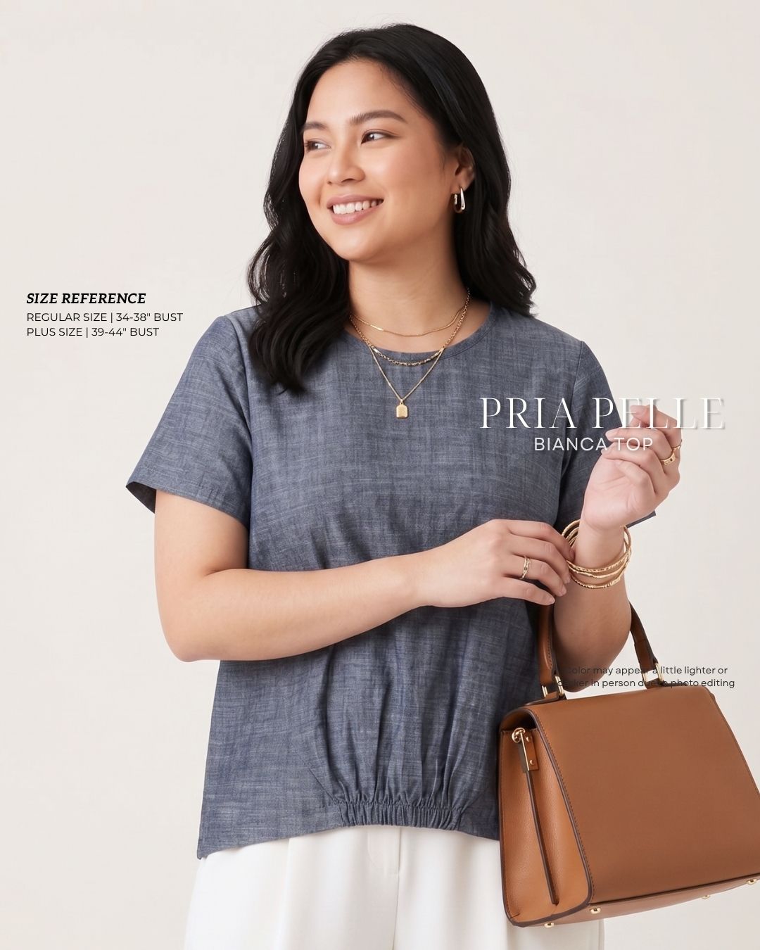 Pria Pelle Gianna Front Garter Top - Soft Denim Washed Gray | Non Stretch