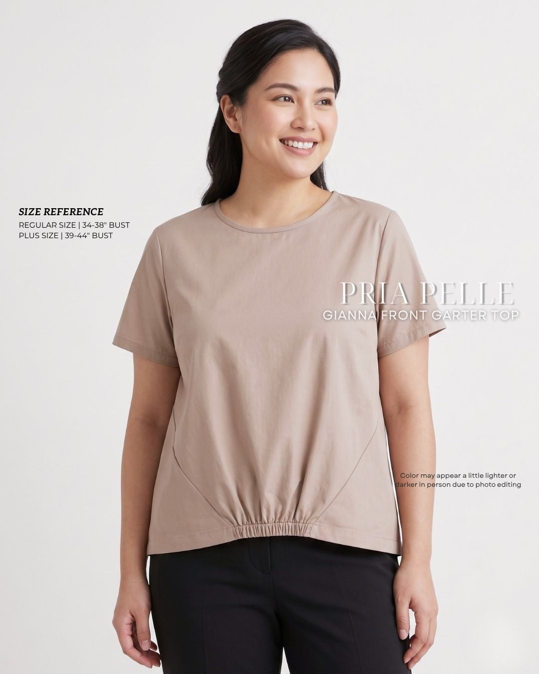 Pria Pelle Gianna Front Garter Top - Cotton Blend Soft Brown | Non Stretch