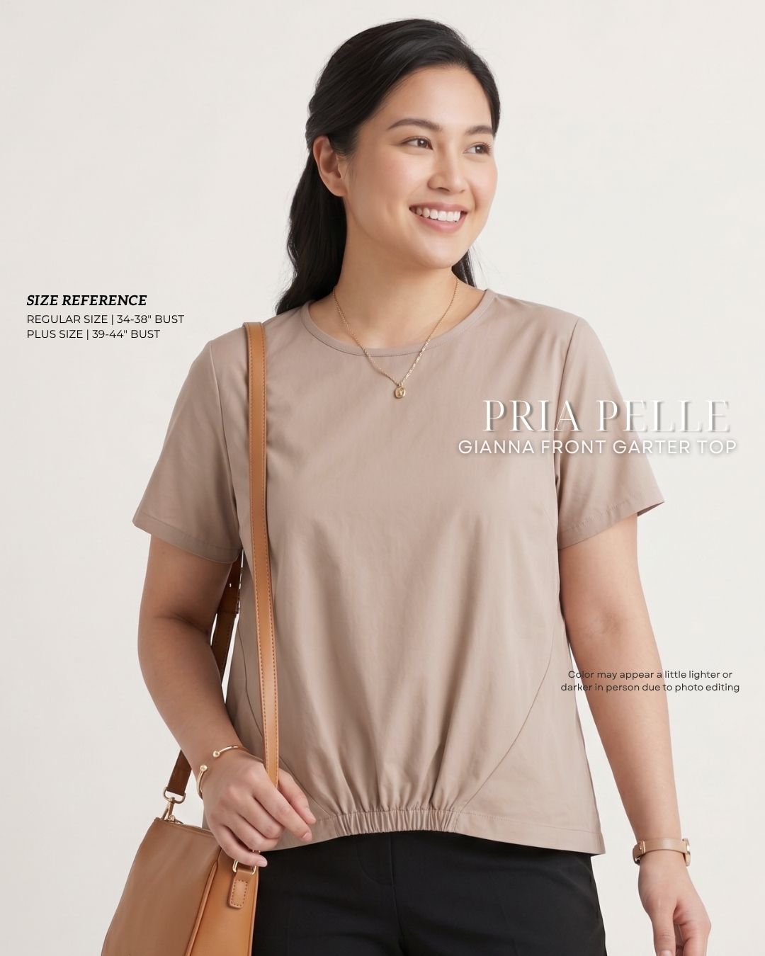 Pria Pelle Gianna Front Garter Top - Cotton Blend Soft Brown | Non Stretch