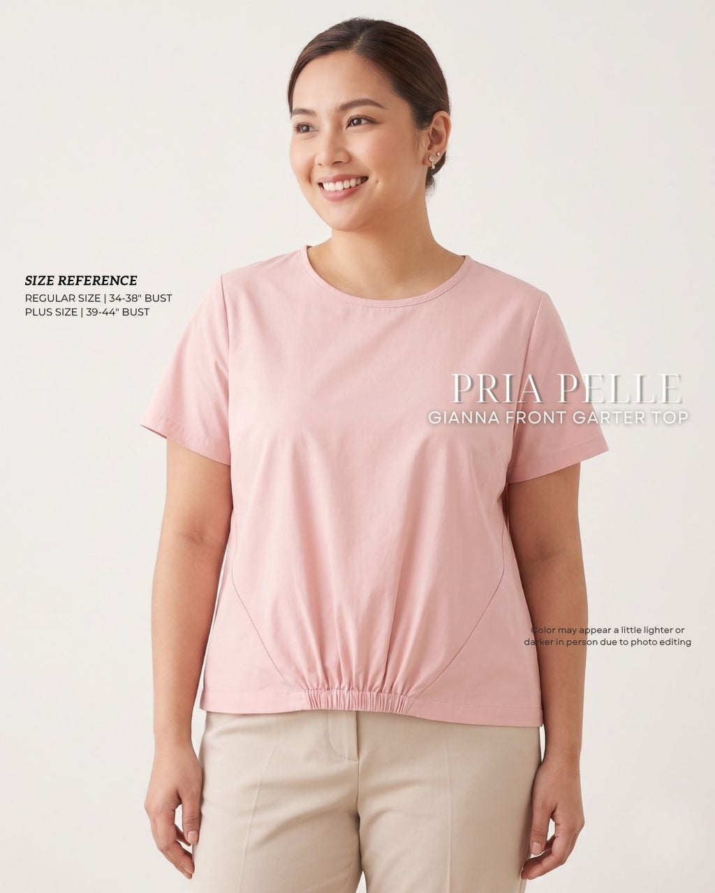 Pria Pelle Gianna Front Garter Top - Cotton Blend Soft Peach | Non Stretch