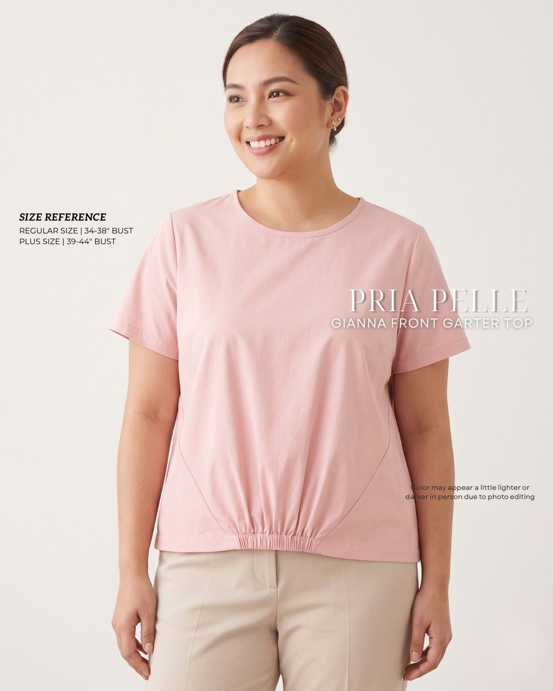 Pria Pelle Gianna Front Garter Top - Cotton Blend Soft Peach | Non Stretch