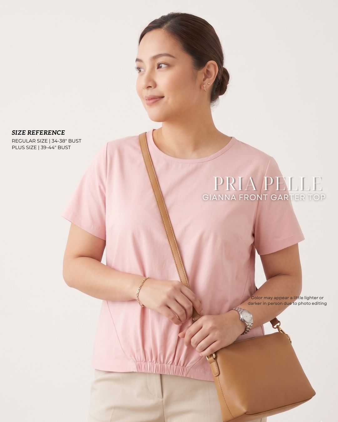 Pria Pelle Gianna Front Garter Top - Cotton Blend Soft Peach | Non Stretch