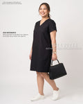 Pria Pelle Esther V-Neck Straight Dress | Linen Blend Black - Non Stretch