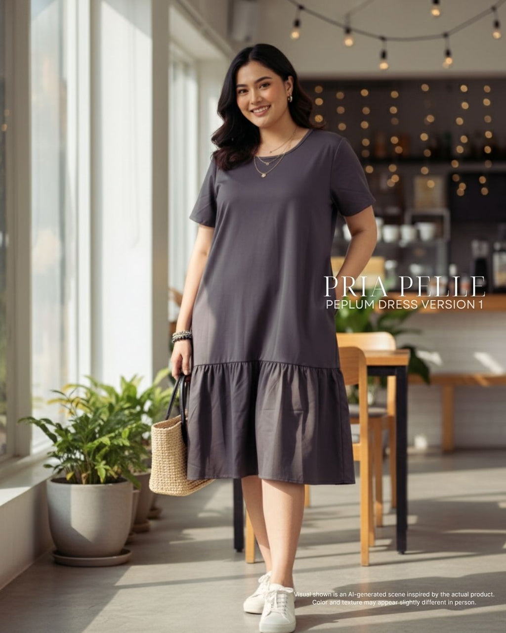 Pria Pelle Peplum Dress Version 1 | Cotton Blend Dark Plum - Non Stretch