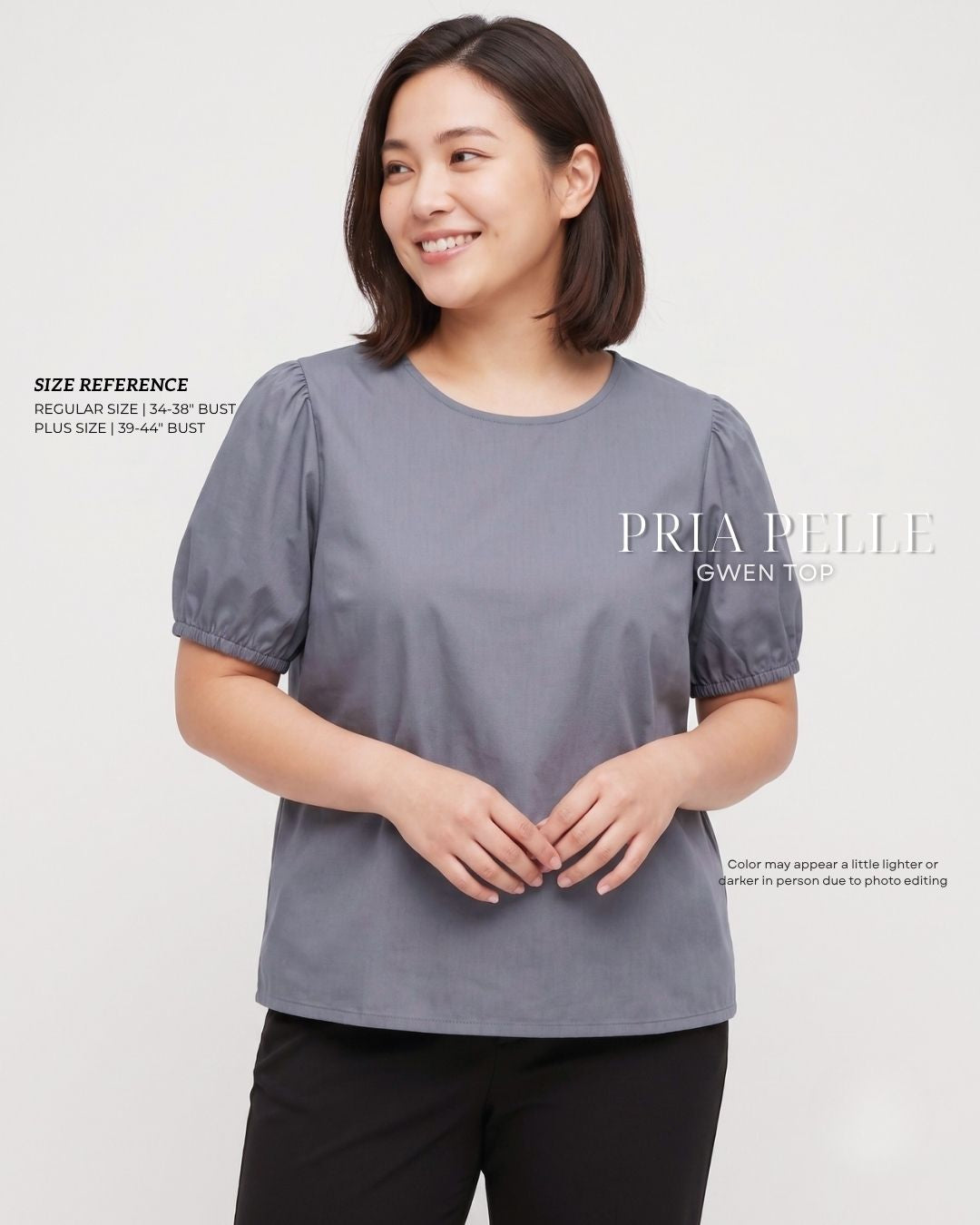 Pria Pelle Gwen Elegant Top | Cotton Blend Slate Gray - Non Stretch