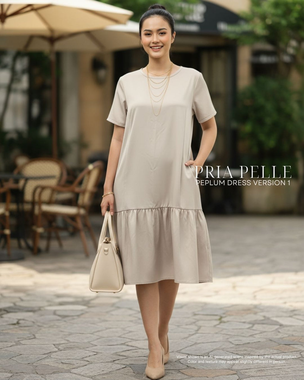 Pria Pelle Peplum Dress Version 1 | Cotton Blend Ivory - Non Stretch