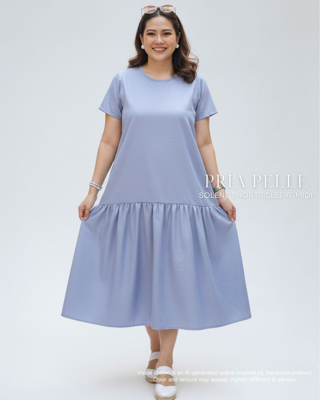 Pria Pelle Solene Short Sleeves Midi Dress - Chambray Cumulus Blue