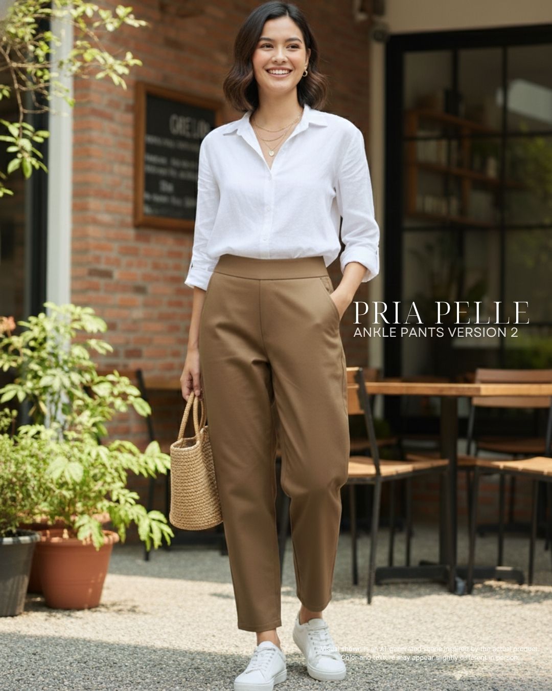 Pria Pelle Ankle Pants Version 2 | Back Garter - Cotton Twill Khaki Brown