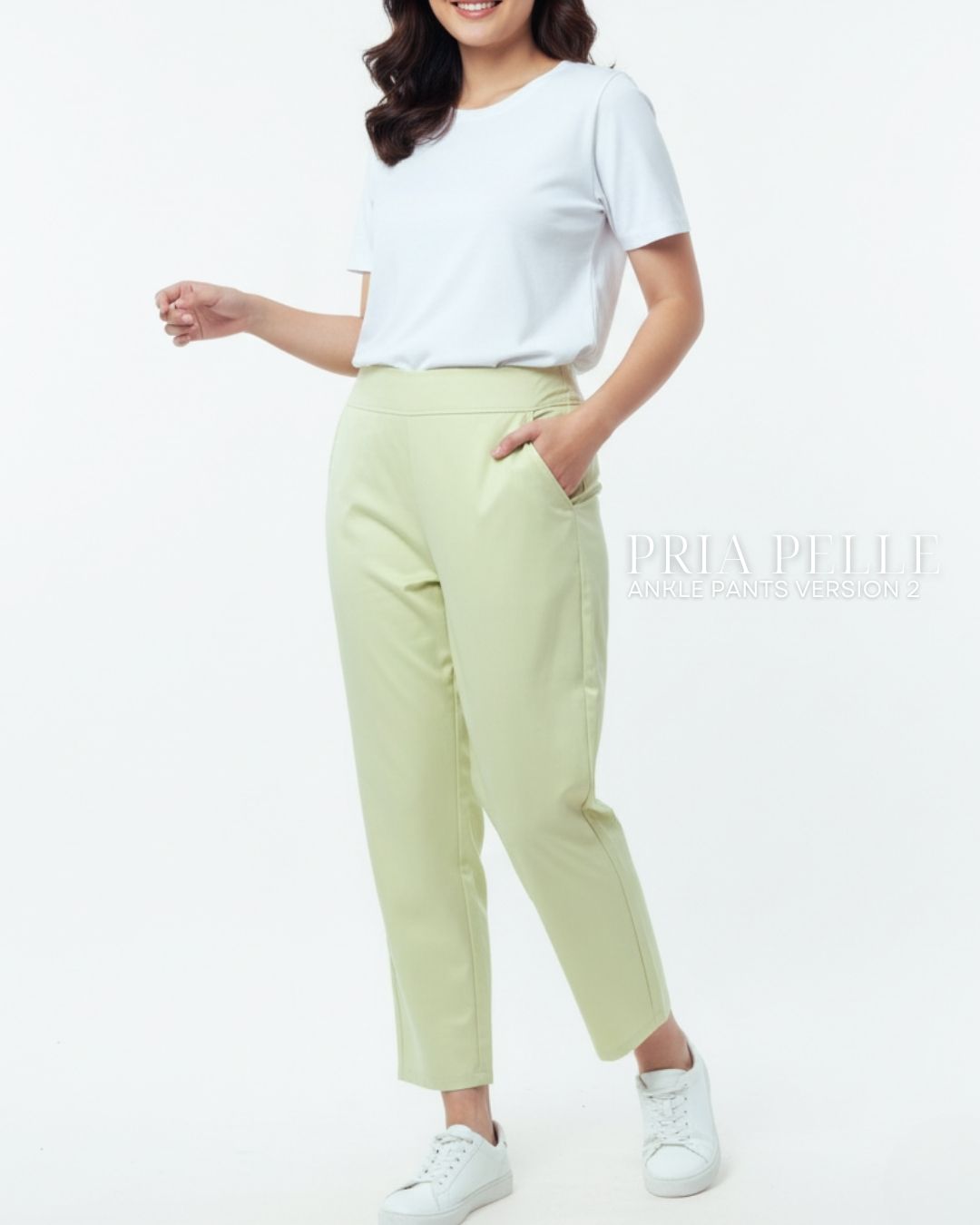 Pria Pelle Ankle Pants Version 2 | Back Garter - Cotton Twill Light Apple Green
