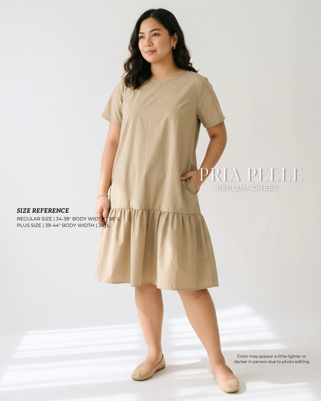Pria Pelle Peplum Dress Version 1 | Cotton Blend Light Ecru - Non Stretch