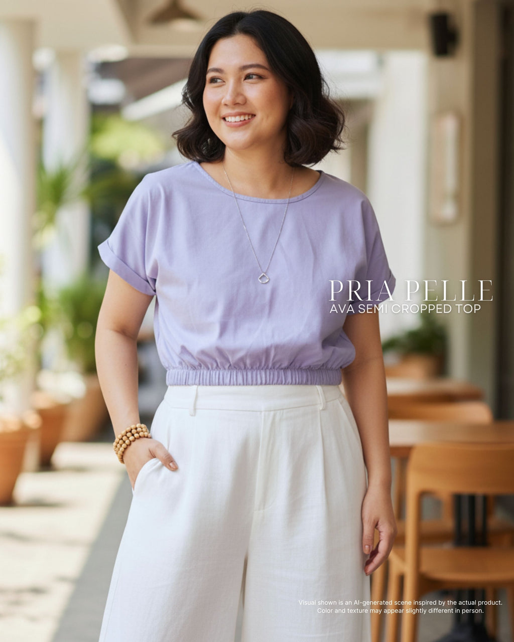 Pria Pelle Ava Semi Cropped Top - Cotton Blend Lilac