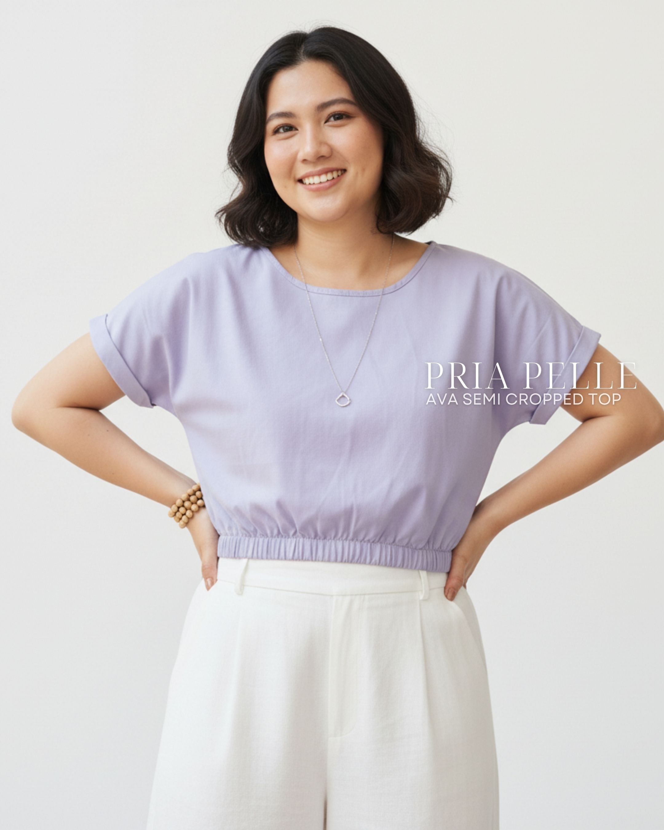 Pria Pelle Ava Semi Cropped Top - Cotton Blend Lilac