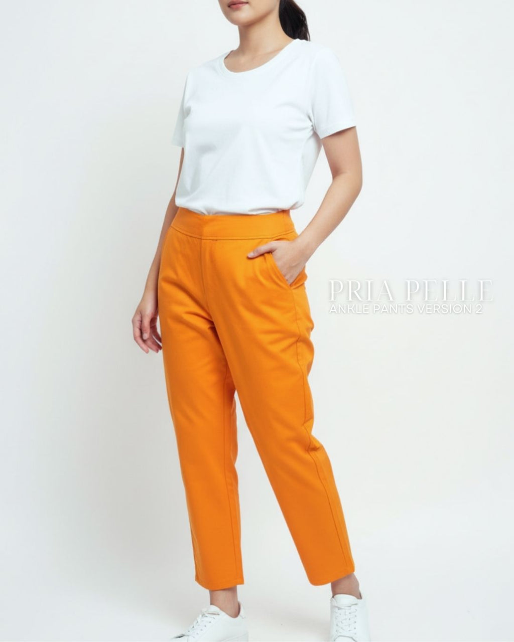 Pria Pelle Ankle Pants Version 2 | Back Garter - Cotton Twill Light Orange