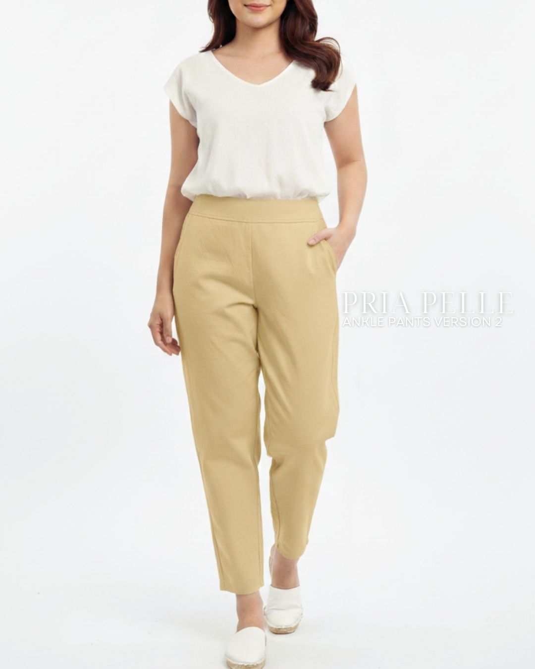 Pria Pelle Ankle Pants Version 2 | Back Garter - Linen Blend Mellow