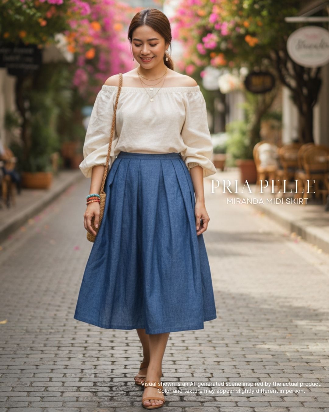 Pria Pelle Miranda Midi Skirt - Linen Denim