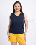 Pria Pelle Mercy Sleeveless Top in Cotton Blend Blue Black | Non Stretch